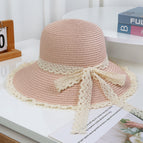 A circle of lace on the basin hat - light pink / M（56-58cm）