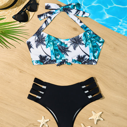 2026 European and American New Popular Cross-Border Amazon Two-Piece Bikini Halter Neck Plus Size Bikini Swimsuit