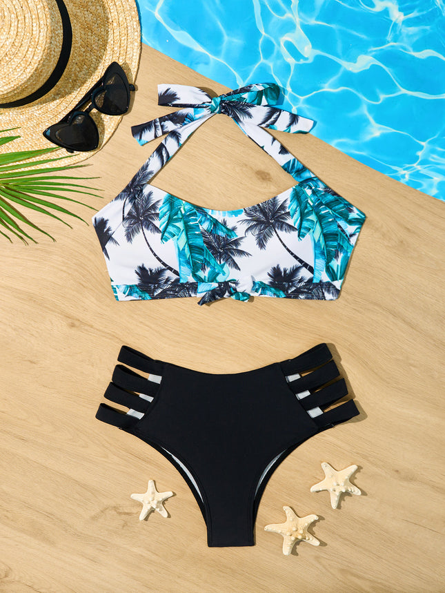 2026 European and American New Popular Cross-Border Amazon Two-Piece Bikini Halter Neck Plus Size Bikini Swimsuit