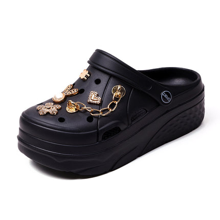 Cute Cartoon Plastic Shoes, Flower Hole Shoes, Women's Summer Outer Wear, Non-Slip Toe-Toe Slippers, Fashionable Casual Sandals