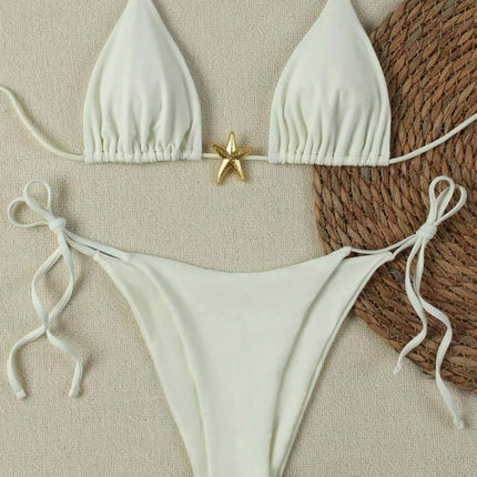 A12 Cross-Border New Swimsuit Women's Pure Desire Bikini European and American Three-Point Bikini Pure Color Swimsuit Amazon Fast Sale