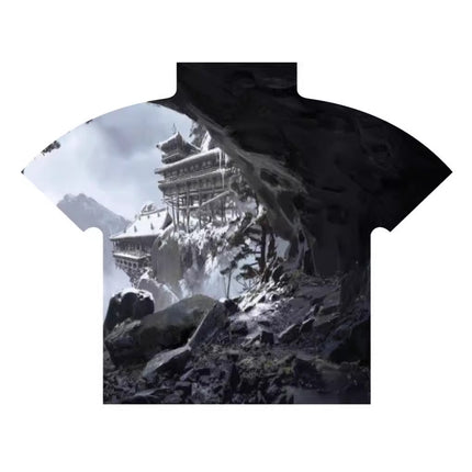 Popular Black Myth Wukong Printed Pleated Top Fantasy Heaven and Land National Trend Miyake 3D Printed Short Sleeve T-Shirt Wholesale