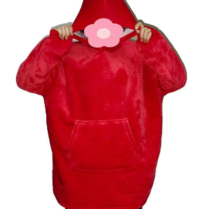 Cross-Border New Men's and Women's Pullover Solid Color Composite Velvet Cold-Proof Clothing for Couples Outdoor Home Clothing Warm Hooded Pajamas