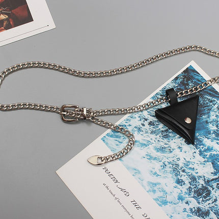 Triangle waist bag waist chain women's suit pants jeans decorative sweater skirt all-match rhinestone metal chain belt