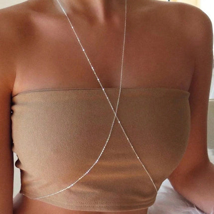 European and American Cross-Border Jewelry Sexy Exaggerated Beach Chain Chest Chain Nightclub Beach Fashion Sequin Tassel Body Chain