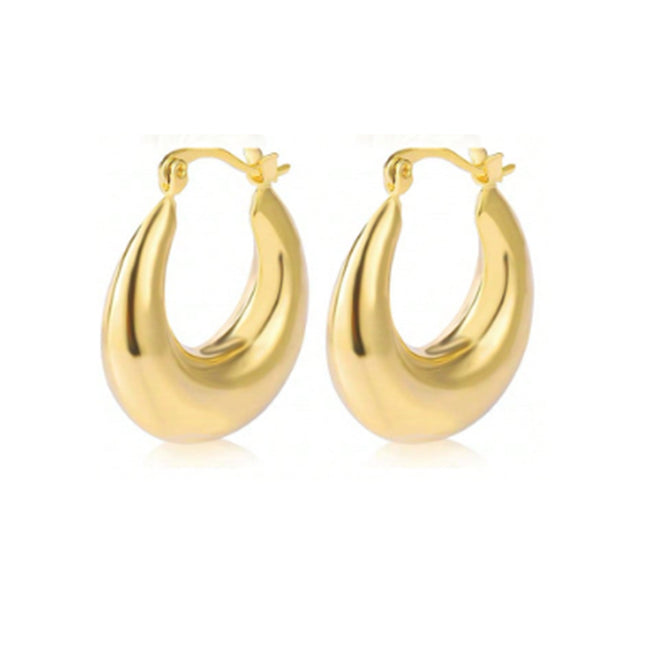 Cross-Border Exaggerated Metal Texture Geometric Simple Circle Earrings Niche Design Fashionable Elegant Oval Earrings