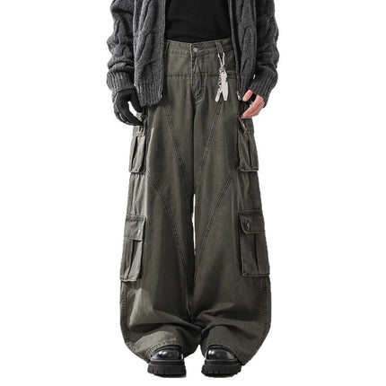 2025 New Washed Deconstructed Workwear Jeans for Men and Women, Retro Multi-Pocket Slim Straight Floor-Length Pants