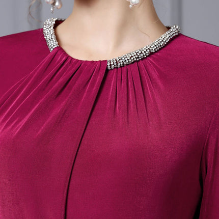 Elegant and Alluring Slit Dress 2026 Spring New High Society Burgundy Slimming Light Gown Dress