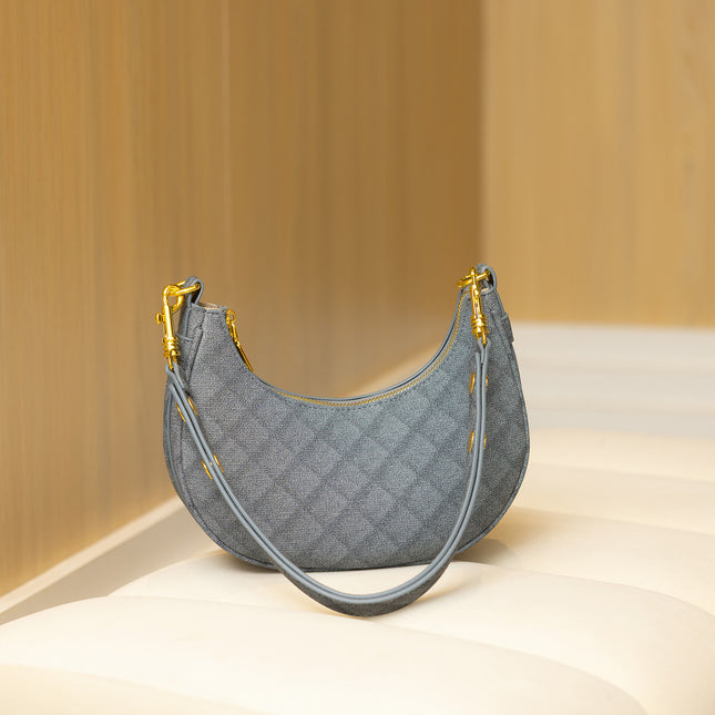 Fashion Women's Bags Wholesale 2026 Summer Denim Crescent Bag Versatile Crossbody Baguette Bag Stylish Underarm Crescent Bag