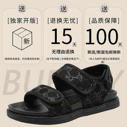 Thick High Casual Roman Beach Sandals 2025 Summer New Style Velcro Open-Toe Trendy Versatile Sandals
