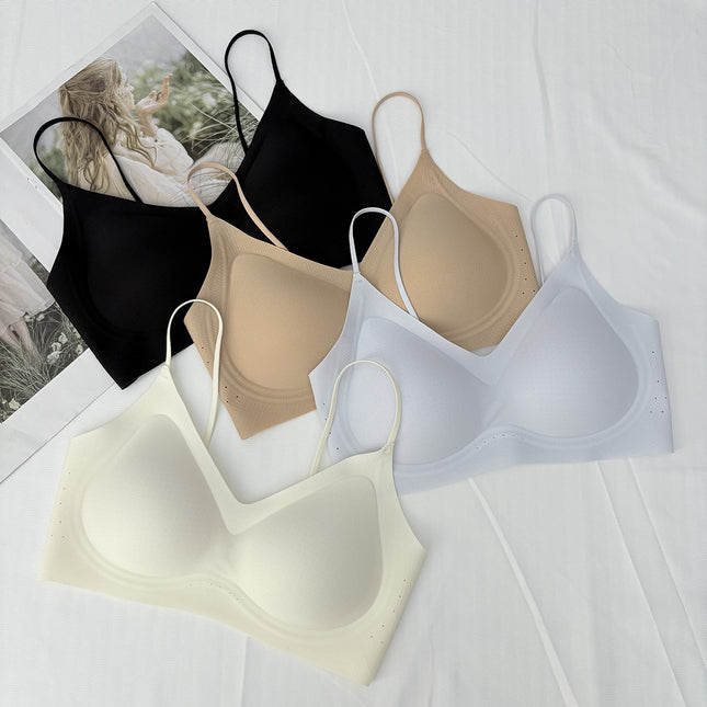 Cool Liquid Jelly Japanese Style Breathable Camisole Small Breast Push-Up No Rims Nude Seamless Bra Intimates