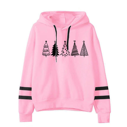 Cross-border foreign trade sources of European and American Christmas tree printing parallel bars striped hoodie European size loose plus size men and women
