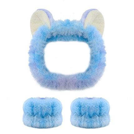 Amazon Plush Headband Wristband Set Face Washing Absorbent Headband Cartoon Cute Waterproof Hairband Wholesale
