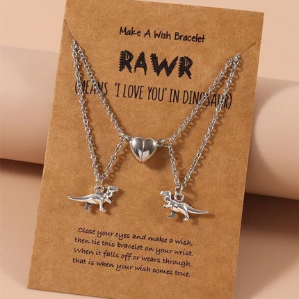 Cross-border special necklace Europe and the United States new three-dimensional cute dinosaur love magnetic buckle attractive lovers friendship necklace suit