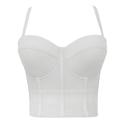 Cross-Border Trade Women's Tube Top Push-Up Bra Solid Color Mesh Fishbone Bra Camisole Top Wholesale Sexy Style