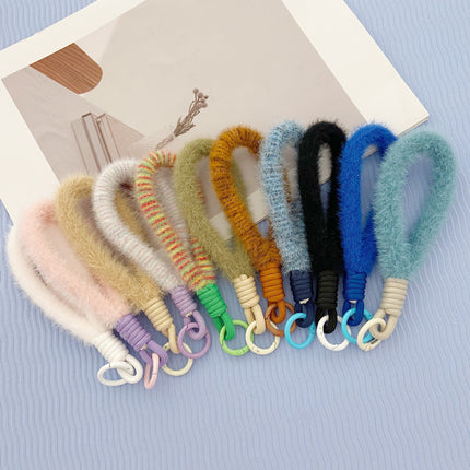 2024 New Stuffed Mobile Phone Lanyard Wrist Strap Multi-Color Short Imitation Mink Mobile Phone Case Lanyard Mobile Phone Chain