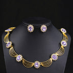 18k gold light purple necklace + earring pin