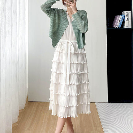 Miyake Elegant Fashion Casual Comfortable Simple Tight Waist Slimming Slim-fit Cake Skirt Women's 2023 Summer New Pleated