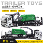 White alloy car city trailer with sanitation car