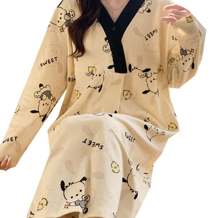 Chest Pad Moon Dress Spring and Autumn Cotton Postpartum Breastfeeding dress Summer Nightgown for Pregnant Women Nightgown During Pregnancy Feeding Nightgown