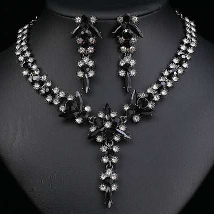 Europe and the United States Hot Jewelry Cross-border Supply Bridal Necklace suit Fashion High-end Crystal Wedding Dress Banquet Dress Jewelry