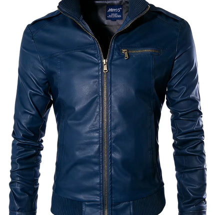 Wholesale Men's Motorcycle Leather Jackets for Foreign Trade, 2023 Spring, Autumn, and Winter New Leather Coats, Korean Style Slim-Fit Men's Leather Jackets