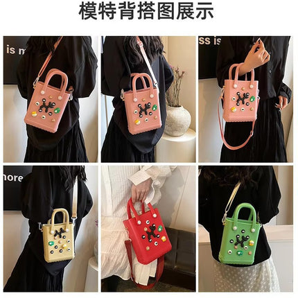 New Satchel Hot-Selling Silicone Hole Bag Cute Ins Style Mobile Phone Hole Bag DIY Decorative Piece Silicone Bag