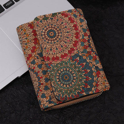Cross-Border Bohemian Multifunctional Clutch Bag with Multiple Card Slots Wood Grain Wallet Literary Ladies Bag Card Bag Pu Small Bag