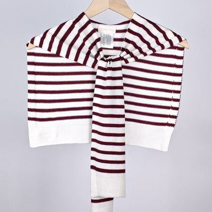 Korean Style New Striped Knitted Shawl for Women, Suitable for Spring and Autumn, Air-Conditioned Rooms, Office, Versatile and Fashionable Shoulder Scarf