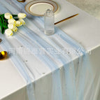 A6 blue yarn white beads / 150*300CM