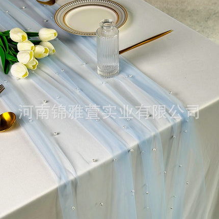 Amazon Pearl Tulle Lace Table Runner Wedding Party Outdoor Decoration Tablecloth Amazon Manufacturer Supply