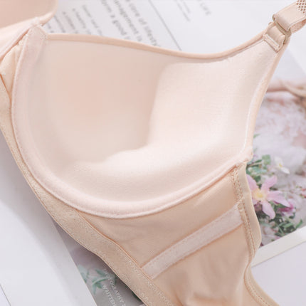 Factory spot solid color glossy seamless bra women's upper thin lower thick gather upper support seamless underwear Japanese style small bra