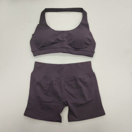 suit Sports Underwear Women's Xia Mei Back Mid-strength Shock-proof Anti-expansion Ultra-fine Matting Nylon Hanging Neck Large Backless