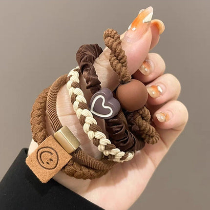 High-End Black Ponytail Hair Rope, Durable Large Intestine Hair Tie, Small Intestine Headband, Scalp Band, Headband, Women's Hair Accessories, Leather Case