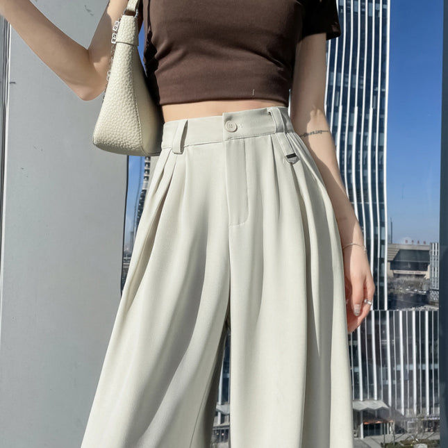 Pleated Wide-leg Pants Loose-fit Pants Casual Long Pants Multi-color Multi-size Small Tall Spring and Autumn Women