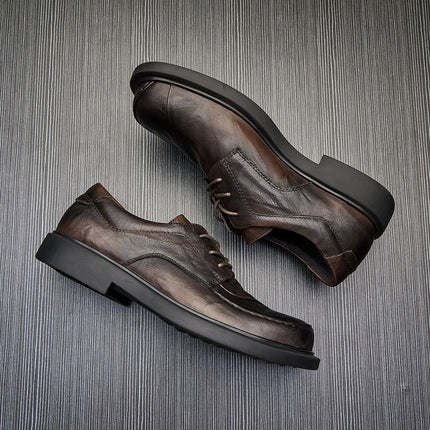 Casual Small Leather Shoes Men's 2022 Autumn Genuine Leather Business Slip-on Men's Shoes Youth Round Toe Casual Fashion Shoes