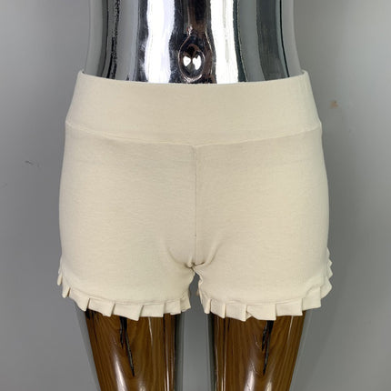South Korea Dongdaemun Slim-Fit Slimming Sexy Figure Stretch Loose Waist Pleated Lace All-Match Casual Shorts Women
