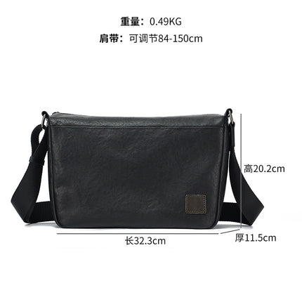 Cross-Border First-Layer Cowhide Trendy Brand Men's Bag Vegetable Tanned Leather Casual Shoulder Bag Commuter Men's Bag High-End Crossbody Bag
