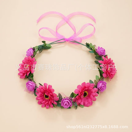 Beautiful Mori Women's Hair Flower Korean Style Hair Band Seaside Beach Wreath Headwear Mori Women's Super Fairy Wreath Headwear New Hair Accessories