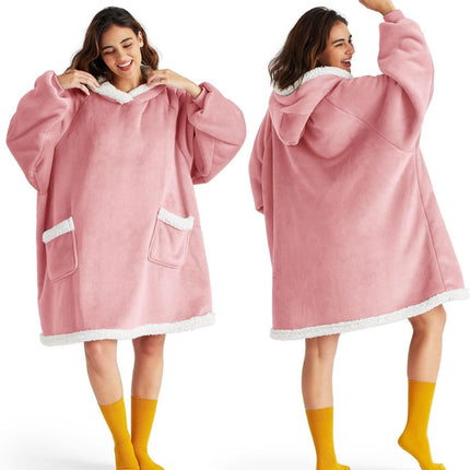 Lazy Pullover Long-Sleeve Pajamas with Lamb Fleece Tv Blanket Hoodie, Tv Blanket Manufacturer, Thickened Thermal Clothing for Warmth