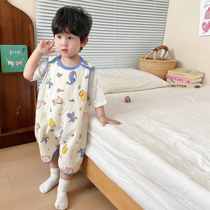 Baby Vest Sleeping Bag Summer Thin Gauze Pure Cotton Baby Kick-proof Sleeveless Children's Pajamas Air-conditioned Room Anti-cold