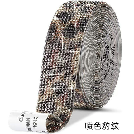 Cross-Border Rhinestone Stickers Self-Adhesive Diamond Strips DIY Clothing Shoes and Hats Rhinestone Strips Decorative with Diamond Stickers Rhinestones with Adhesive Backing Diamond Sheets