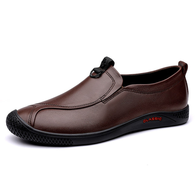 2023 men's breathable casual leather shoes first layer cowhide soft leather surface comfortable middle-aged commuter shoes work office leather shoes