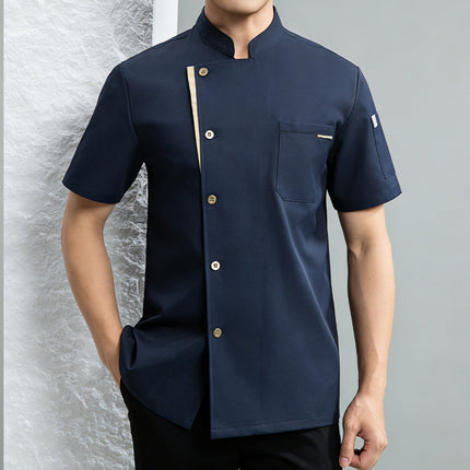 New Stretch Chef Work Clothes Long-sleeved Autumn and Winter Restaurant Baking Men's and Women's Short-sleeved Kitchen Work Clothes