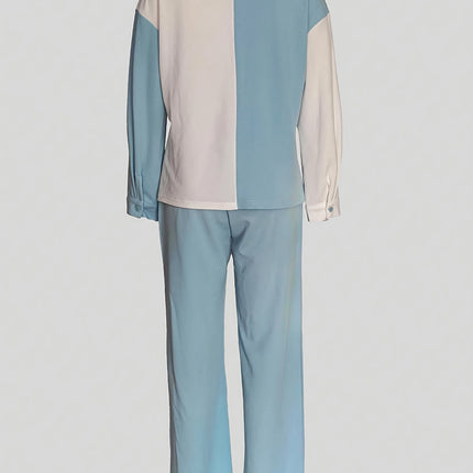 YZ1400 European and American Cross-border Women's Women's Splicing Two-piece Set Loose Two-piece Set Autumn and Winter Two-piece Set Amazon