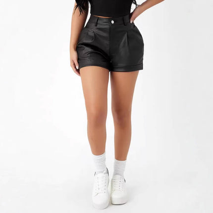 Cross-Border E-Commerce New Women's Pu Leather Pants Hot Girl Street Pu Shorts Amazon Wish Hot Sale Hot Spot Delivery