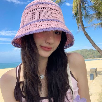 Colorful Straw Fisherman Hat Women's Summer Face Showing Small New All-match Straw Hat Beach Sunshade Sun Hat Trendy