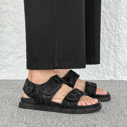 Thick High Casual Roman Beach Sandals 2025 Summer New Style Velcro Open-Toe Trendy Versatile Sandals