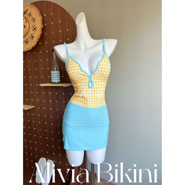 Source manufacturers girlish dopamine swimsuit wear island vacation hot spring pure desire wind one-piece skirt conservative