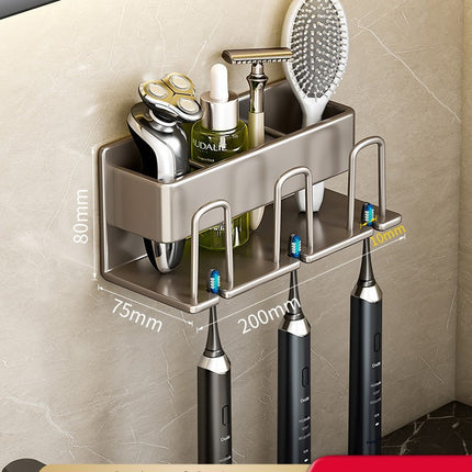 Toothbrush Rack Without Punching Gun Gray Bathroom Mouthwash Cup Tooth Cup Wall-Mounted Storage Box Electric Toothbrush Rack